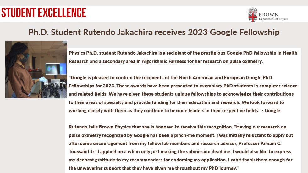 Google fellowship, Rutendo Jakachira